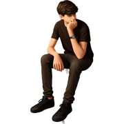 boy sitting on stairs sticker
