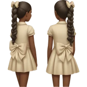 Two girls wearing bows back view beige sticker
