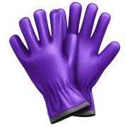 Realistic metallic purple work gloves isolated.  sticker