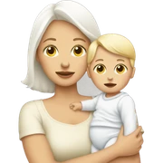 white mom holding little white baby sticker