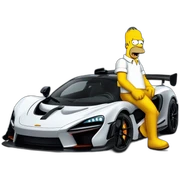 Homer Simpson dans une McLaren senna sticker