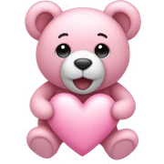 Pastel pink heart with teddy sticker