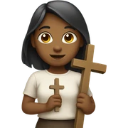 Girl with cross sticker