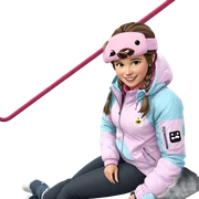 smiling girl in pink jacket sticker