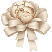 Peonie beige with white bow sticker