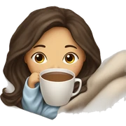 Brunette girl inside a blanket sipping coffee eyes closed sticker