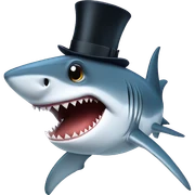 Shark with a top hat sticker