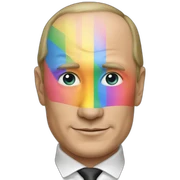 putin with rainbow flag sticker