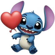 Stich con un corazón diciendo hola bombón sticker