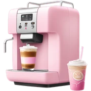 Light pink coffee machine and pink iced latte sticker