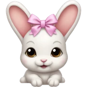 Baby bunny with coquette bow on ear sticker
