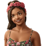 smiling girl in floral dress sticker