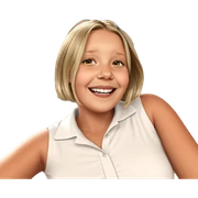 smiling girl in white shirt sticker