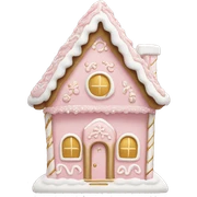 light pink and gold and white gingerbread house sticker