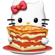 hello kitty eating lasagna and saying mondays sticker