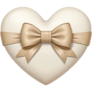 white heart with beige bow sticker