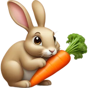 Rabbit eating a carrot sticker