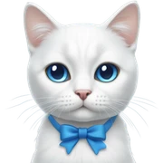 white cat blue bow sticker