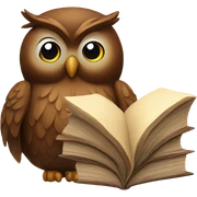 Brown owl with book sticker