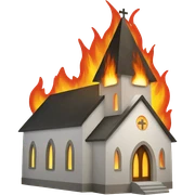 Church with fire behind it  sticker