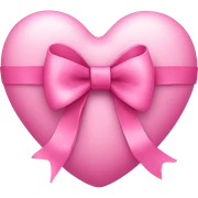 a pink heart wrapped by a bow sticker