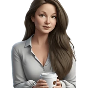 girl with coffee by window sticker