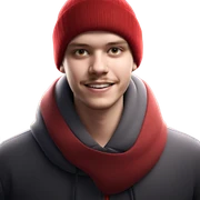 smiling boy in red hat sticker