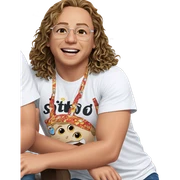 smiling boy in white shirt sticker