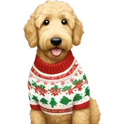 Golden doodle in a Christmas sweater sticker