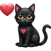 black cat with heart sticker