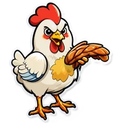 A chicken eating a chicken wing sticker