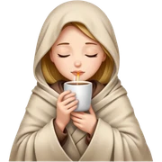 girl inside a blanket sipping coffee eyes closed sticker