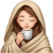 girl inside a blanket sipping coffee eyes closed sticker