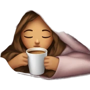 girl inside a blanket sipping coffee eyes closed sticker