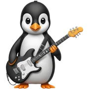 A iPhone style penguin with a electric guitar in his hands sticker