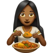 Girl eating Indian food sticker