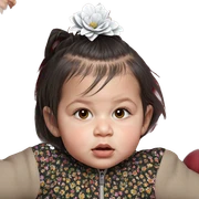 realistic girl with flower ornament sticker