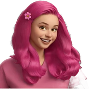 smiling with pink flower hair sticker