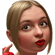 girl with red flower sticker