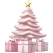 Light pink Christmas gifts under a white Christmas tree  sticker