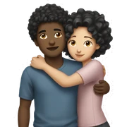 Black boy with curly hair hugging Asian girl sticker