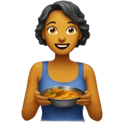 woman eating curry sticker