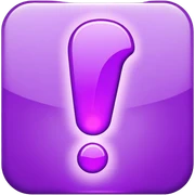 A 2D purple “!” exclamation mark symbol sticker