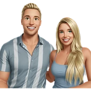 blonde girl and smiling boy sticker