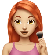 Red hair pretty girly putting makeup sticker