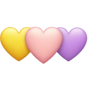 light pink heart with A, light purple heart with L, and yellow heart with H sticker