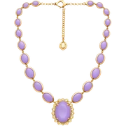 Realistic, isolated, lavender jade, gold necklace sticker
