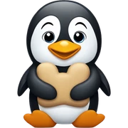 Penguin holding a teddy bear sticker