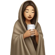Brunette girl inside a blanket sipping coffee eyes closed sticker