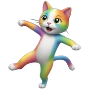 Rainbow cat dancing sticker